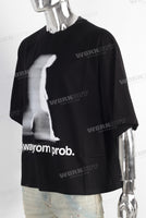 Black digital print oversize t shirt
