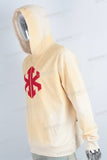 Yellow embroidered digital print hoodie