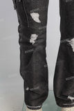Digital print damaged cargo jeans