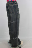 Blue straight acid washed jeans