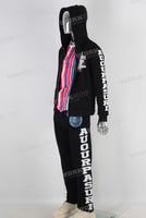Black digital print hooded jacket and pants