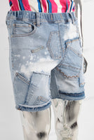 Blue paint splatters patchwork short