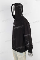 Black heavyweight patch skull hoodie
