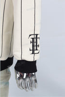 cream chenille embroidery logo stripe white hoodie men