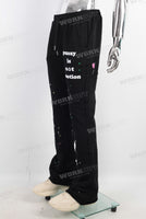 Men black digital paint splatters flared pants