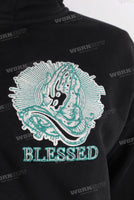 Black embroidered hooded jacket