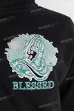 Black embroidered hooded jacket