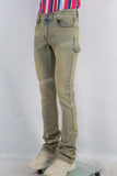 Green acid washed skinny jeans