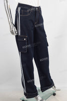 Blue cargo baggy patchwork jeans women