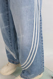 Blue wide leg patchwork jeans