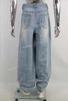 laser print baggy carpenter blue men jeans