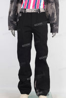 Digital printcargo jacket and patchwork flare jeans