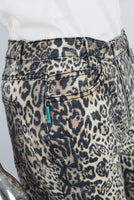 Leopard digital print straight jeans women