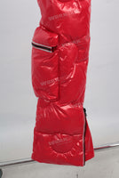 Red puffer cotton cargo pants