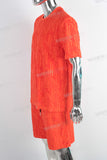 Orange oversize 3d jacquard t shirt and shorts set