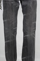 Black waxed acid washed straight jeans