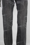 Black waxed acid washed straight jeans