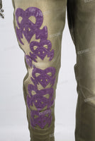 Green patchwork skinny jeans
