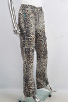 Leopard digital print straight jeans women