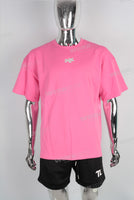 pink oversize digital print heavyweight T shirt men
