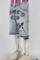 Digital print boot cut shorts