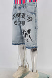Digital print boot cut shorts