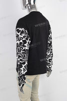 Black patchwork screen printing long shirt