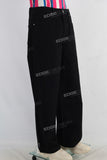 Black straight embroidered jeans