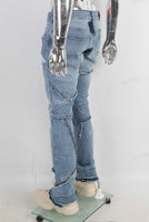 Tie-Dye Stitched Damaged Blue Jeans men