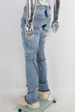 Tie-Dye Stitched Damaged Blue Jeans men