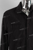 Raw hem cut edge pocket black denim shirt men