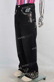 Black rhinestone rivet baggy jeans