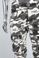 Camouflage cargo flare stack jeans men