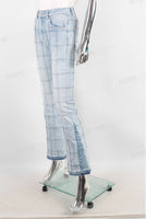 light blue raw hem flare boot cut bootcut women