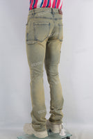Green acid washed skinny jeans