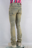 Green acid washed skinny jeans