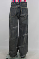 Blue straight acid washed jeans