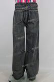Blue straight acid washed jeans