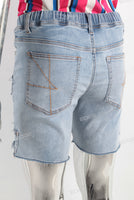 Blue paint splatters patchwork short