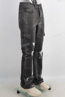 Digital print damaged cargo jeans