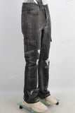 Digital print damaged cargo jeans