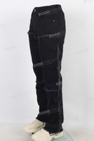 Black distressed carpenter double knee jeans