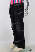Black flare patchwork boot cut jeans