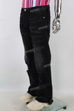 Black flare patchwork boot cut jeans