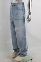 laser print baggy carpenter blue men jeans