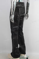 Black waxed flare jeans