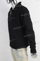 Black patchwork raw hem sweatshirt