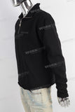 Black patchwork raw hem sweatshirt