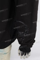 Black heavyweight patch skull hoodie