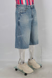 Blue acid washed damaged shorts